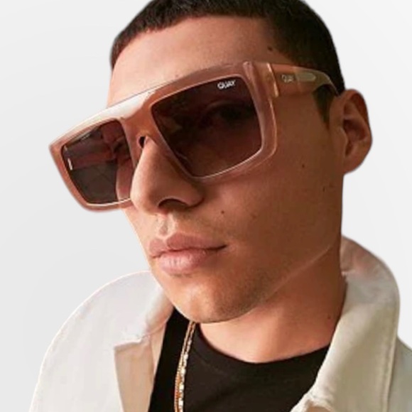 QUAY Get In Line Sunglasses Milky Carmel Shield Frame Brown Gradient Lens Unisex - Picture 5 of 15